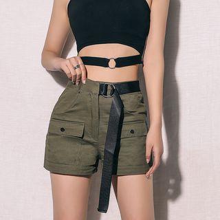 High-waist Belted Cargo Shorts