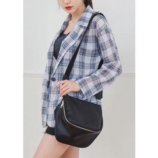 Zipped Faux-leather Box Cross Bag