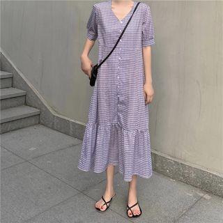Short-sleeve Printed Dress As Shown In Figure - One Size