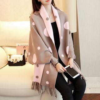 Dotted Fringed Long Cardigan
