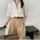 Plain Short-sleeve Shirt / Plain Shorts With Belt