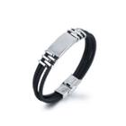 Simple Personality Geometric Rectangular 316l Stainless Steel Multi-layer Leather Bracelet Silver - One Size