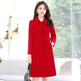 Collared Ruffled Coat Dress