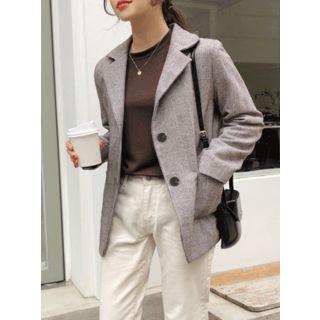 Single-breasted Dual-pocket Plaid Blazer