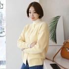 Tall Size Crewneck Buttoned Knit Cardigan