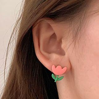 Flower Alloy Earring 1 Pair - Pink - One Size