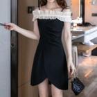 Cold Shoulder Frill Trim Mini A-line Dress