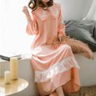 Long-sleeve Collared Night Gown