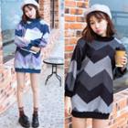 Chevron Patterned Long Sleeve Dress