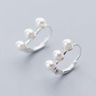 925 Sterling Silver Faux Pearl Stud Earring 1 Pair - One Size