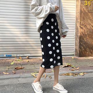Dotted Midi Knit Skirt Black - One Size