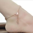 Butterfly Rhinestone Stainless Steel Anklet 2 - Anklet - Champagne - One Size