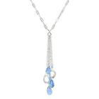 Silver, Fresh Water Pearl, Blue Topaz Necklace 