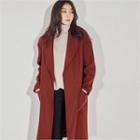 Hook-and-eye Wool Blend Long Coat