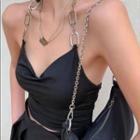 Plain V-neck Halter Crop Camisole Top
