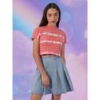 Lettuce-edge Dyed Cropped T-shirt Pink - One Size