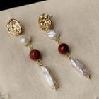 Freshwater Pearl Dangle Earring 1 Pair - 1856 - White - One Size