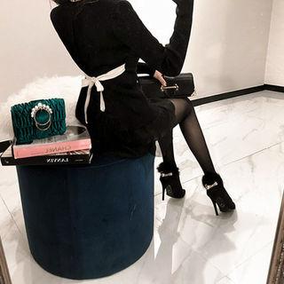 Tie-waist Slit-back Rib-knit Top