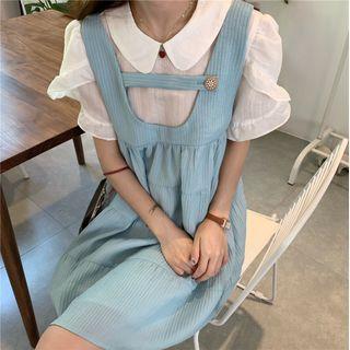 A-line Overall Dress / Short-sleeve Blouse / Set