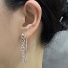 Cross Chain Drop Earring 1pc - Silver - One Size