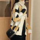 Furry Plaid Button Cardigan Yellow - One Size