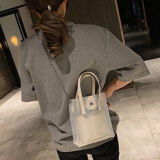 Set: Transparent Crossbody Bag + Faux Leather Handbag