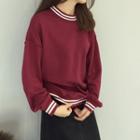 Stripe Panel Drop-shoulder Sweatshirt