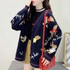 Embroidered Bear Sweater Jacket