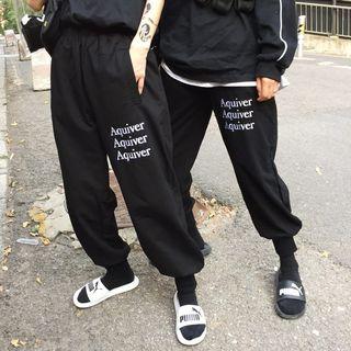 Lettering Sweatpants Black - One Size