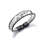Fashion Personality Skull Black And White Twist Leather Bracelet Silver - One Size
