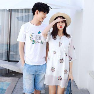 Couple Matching Floral Chiffon Dress / T-shirt