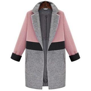 Colour Block Woolen Coat