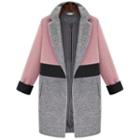 Colour Block Woolen Coat