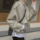Drawstring Cropped Zip Jacket