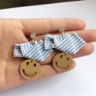 Striped Bow Smiley Drop Earring