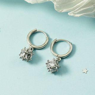 Caged Rhinestone Drop Earring 1 Pair - Silver - One Size