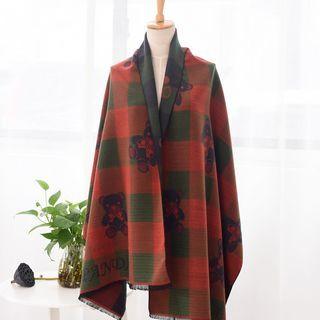 Bear-print Check Scarf