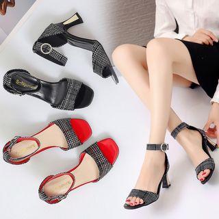 Patterned Strap Heel Sandals