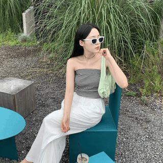 Ruched Stripe Tube Top