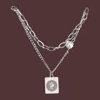Layered Pendant Necklace 1 Piece - Necklace - Silver - 45cm