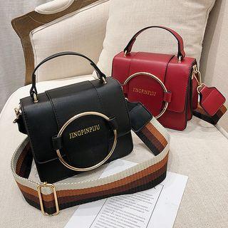 Striped Strap Hoop Detail Crossbody Bag