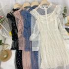Set: Lace Trim Sequined Mesh Midi A-line Dress + Slipdress