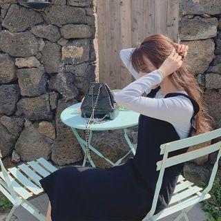 Flared Midi Pinafore Dress Black - One Size