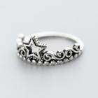 925 Sterling Silver Embossed Star Ring