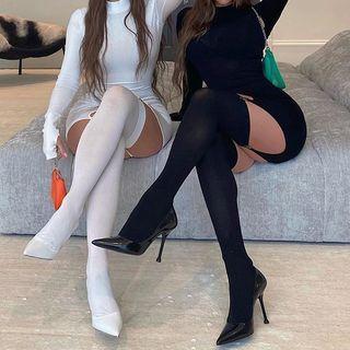 Long-sleeve Mini Sheath Dress With Stocking