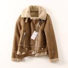 Fleece-lined Collared Zip-up Jacket