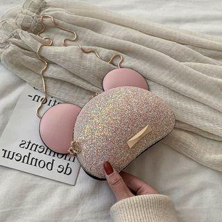 Glitter Faux Leather Mouse Crossbody Bag