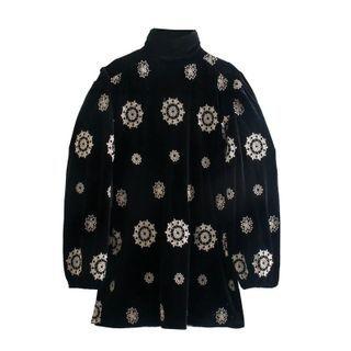 Puff-sleeve Snowflake Embroidered Mini Dress