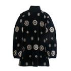 Puff-sleeve Snowflake Embroidered Mini Dress