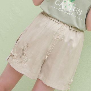 Embroidered Plaid Shorts